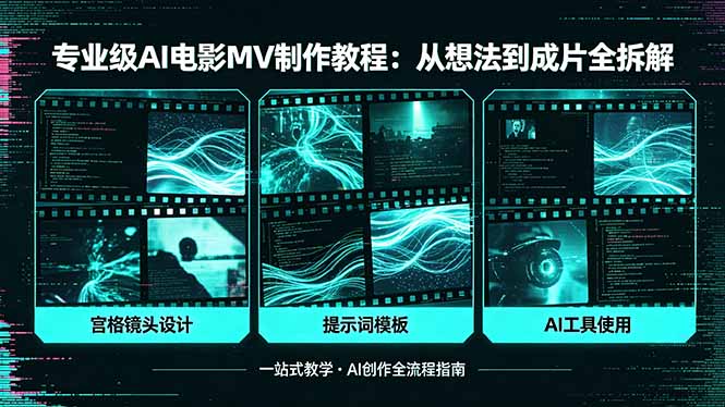 专业级AI电影MV制作教程，从想法到成片全拆解，宫格镜头+提示词模板+AI工具一站式教学-独家科技资源网