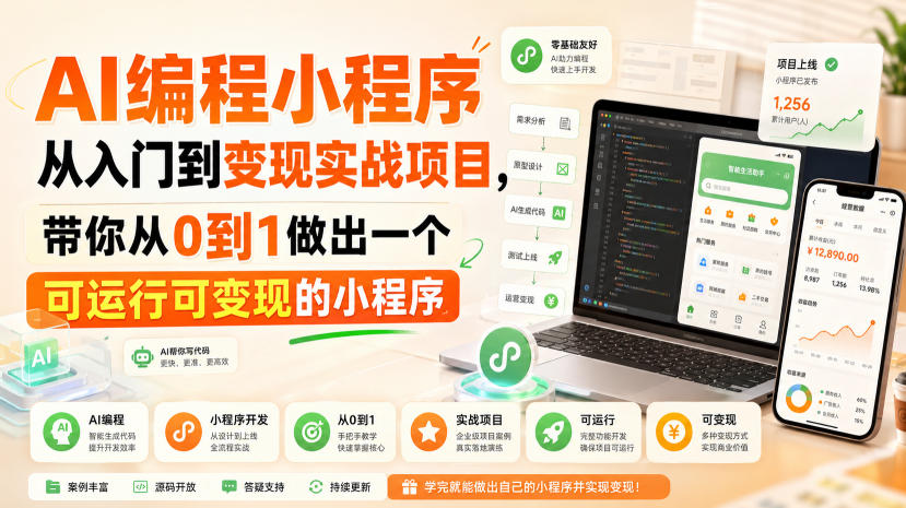 AI编程小程序从入门到变现实战项目，带你从0到1做出一个可运行可变现的小程序-独家科技资源网