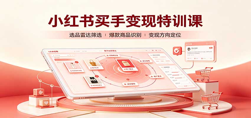 小红书买手变现特训课：账号定位养号起号，选品挂车，笔记标题封面全套教学-独家科技资源网
