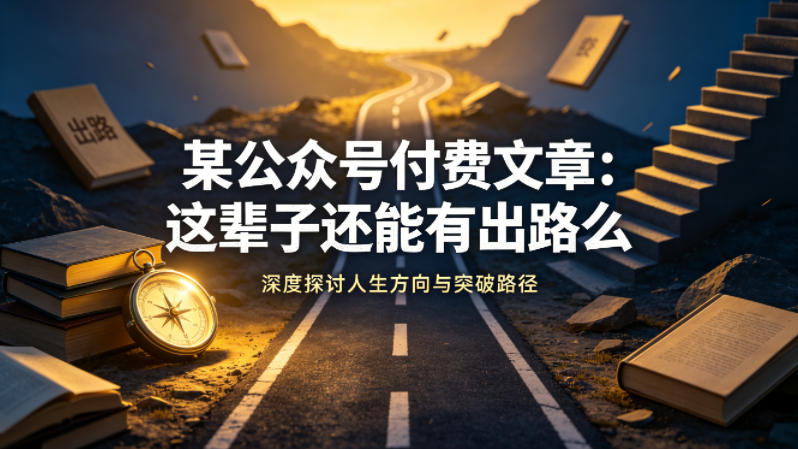 某公众号付费文章：这辈子还能有出路么-独家科技资源网