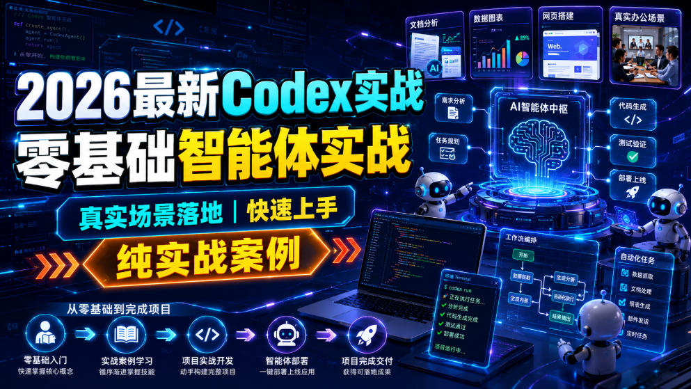 2026最新Codex实战零基础智能体实战，真实场景落地，快速上手，纯实战案例-独家科技资源网