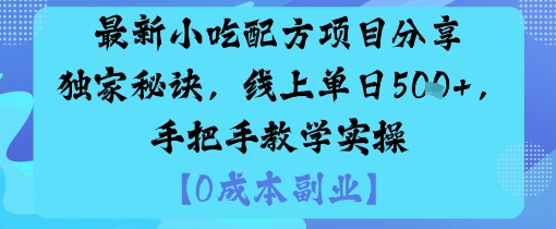 最新小吃配方项目分享独家秘诀，线上单日5张，手把手教学实操-独家科技资源网