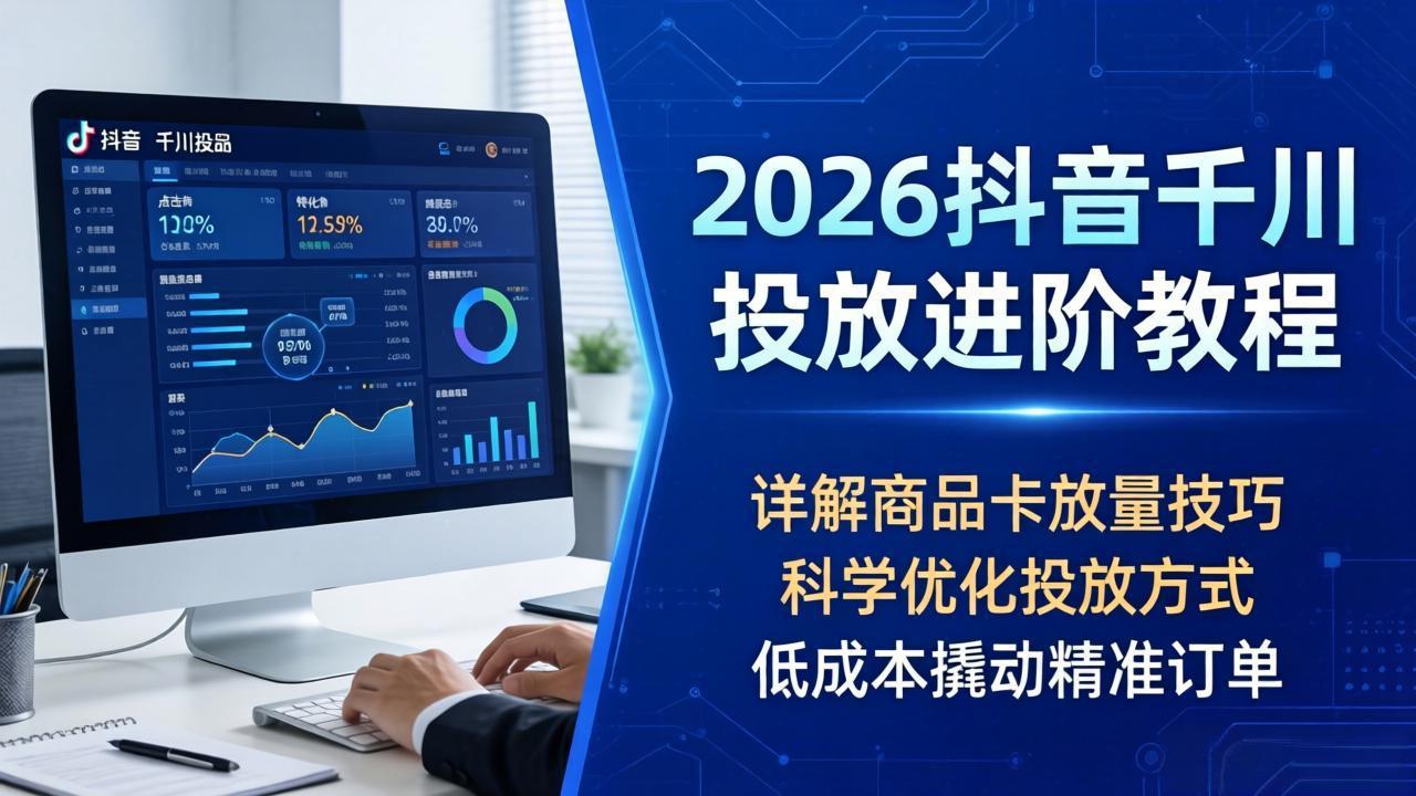 2026抖音千川投放进阶教程，详解商品卡放量技巧，科学优化投放方式，低成本撬动精准订单-独家科技资源网