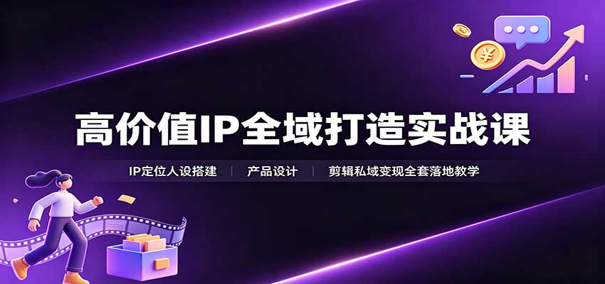高价值IP全域打造实战课：IP定位人设搭建，产品设计，剪辑私域变现全套落地教学-独家科技资源网