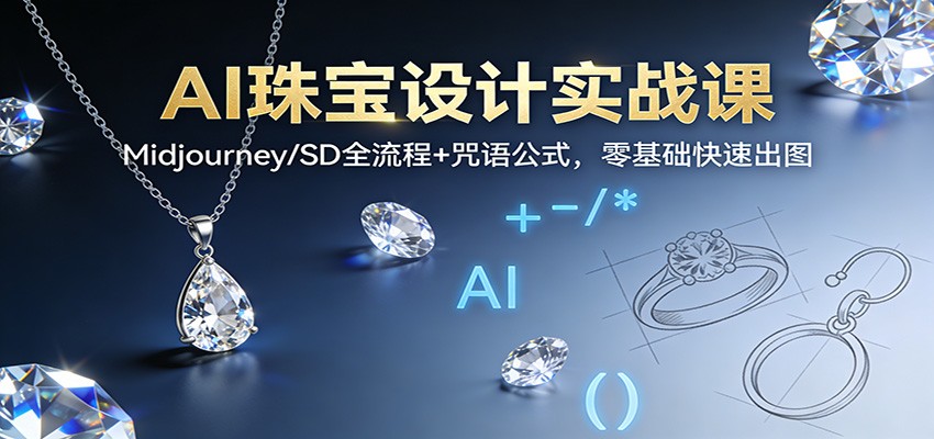 AI珠宝设计实战课:Midjourney/SD全流程+咒语公式,零基础快速出图-独家科技资源网