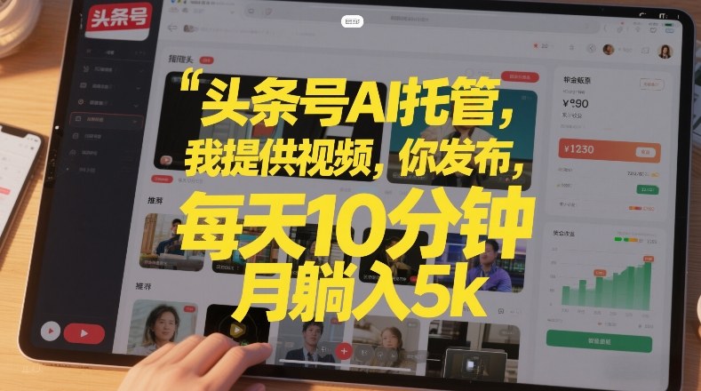 头条号AI托管，我提供视频，你发布，每天10分钟，月躺入5k+【揭秘】-独家科技资源网