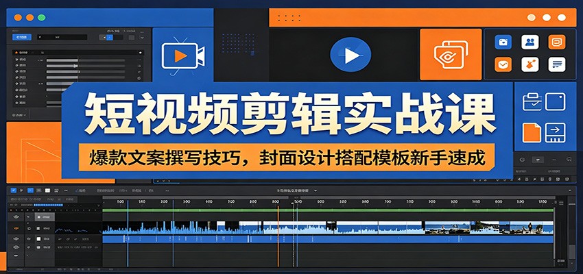 短视频剪辑实战课：爆款文案撰写技巧，封面设计搭配模板新手速成-独家科技资源网