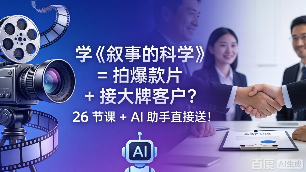 学《叙事的科学》= 拍爆款片 + 接大牌客户？26 节课 + AI 助手直接送！-独家科技资源网