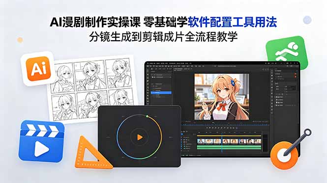 AI漫剧制作实操课 零基础学软件配置工具用法 分镜生成到剪辑成片全流程教学-独家科技资源网
