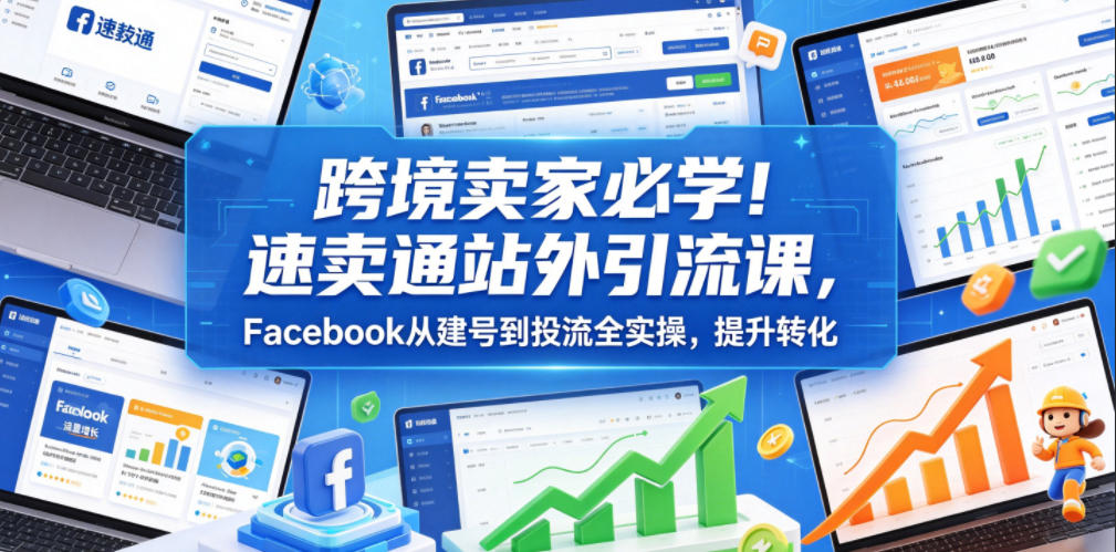 跨境卖家必学!速卖通站外引流课,Facebook从建号到投流全实操,提升转化-独家科技资源网