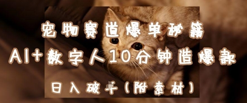 宠物赛道爆单秘籍：AI+数字人10分钟造爆款，日入1k-独家科技资源网