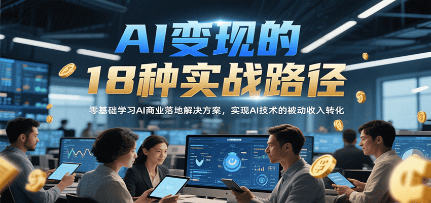 AI变现的18种实战路径，零基础学习AI商业落地解决方案，实现AI技术的被动收入转化-独家科技资源网
