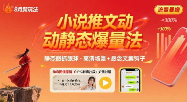 8月小说推文全新玩法，动静态图片+搭配小说文案爆量玩法-独家科技资源网
