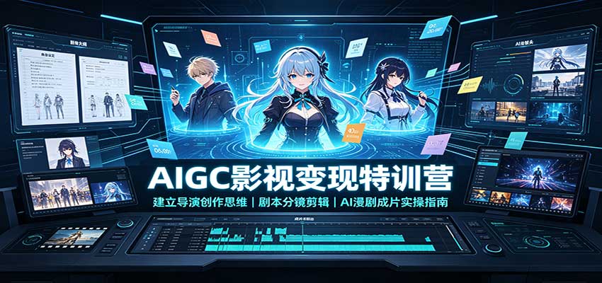 AIGC影视变现特训营：建立导演创作思维，剧本分镜剪辑，AI漫剧成片实操指南-独家科技资源网