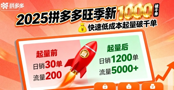 2025拼多多旺季新老店铺——快速低成本起量破千单-独家科技资源网