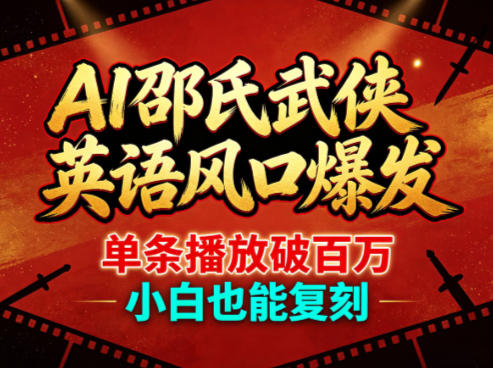 AI邵氏武侠英语风口爆发，单条播放破百万，小白也能复刻-独家科技资源网