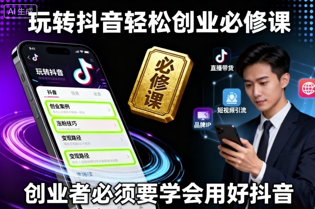 玩转抖音轻松创业必修课，创业者必须要学会用好抖音-独家科技资源网