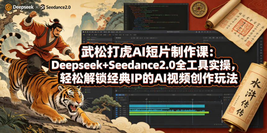 武松打虎AI短片制作课：Deepseek+Seedance2.0全工具实操，轻松解锁经典IP的AI视频创作玩法-独家科技资源网