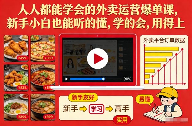 人人都能学会的外卖运营爆单课，新手小白也能听的懂，学的会，用得上-独家科技资源网