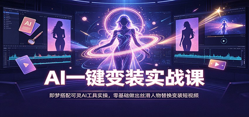 AI一键变装实战课：即梦搭配可灵AI工具实操，零基础做出丝滑人物替换变装短视频-独家科技资源网