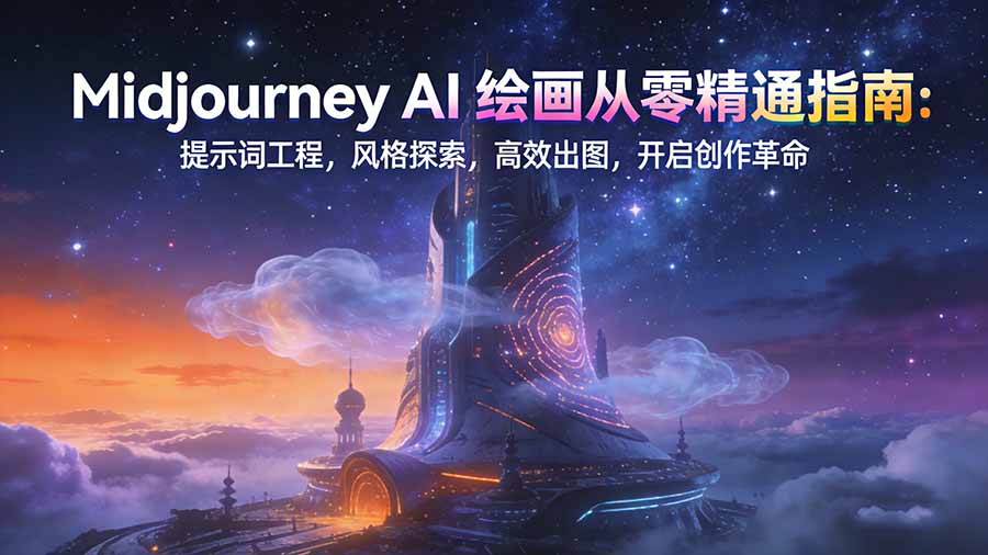 Midjourney AI绘画从零精通指南：提示词工程，风格探索，高效出图，开启创作革命-独家科技资源网