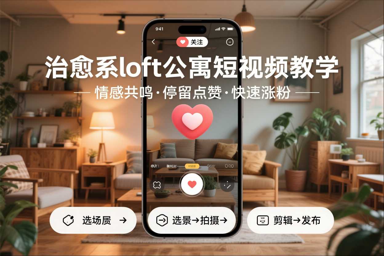 治愈系loft公寓短视频制作教学，情感共鸣引停留点赞关注，快速起号涨粉-独家科技资源网