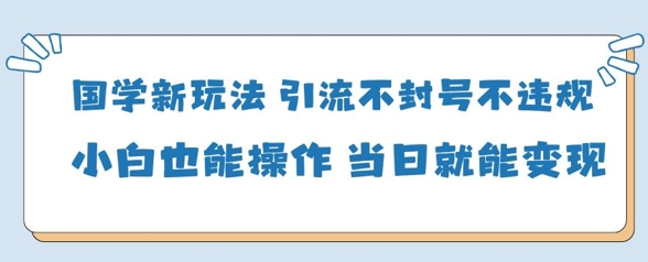 国学新玩法，引流不封号不违规小白也能操作，当日就能变现-独家科技资源网