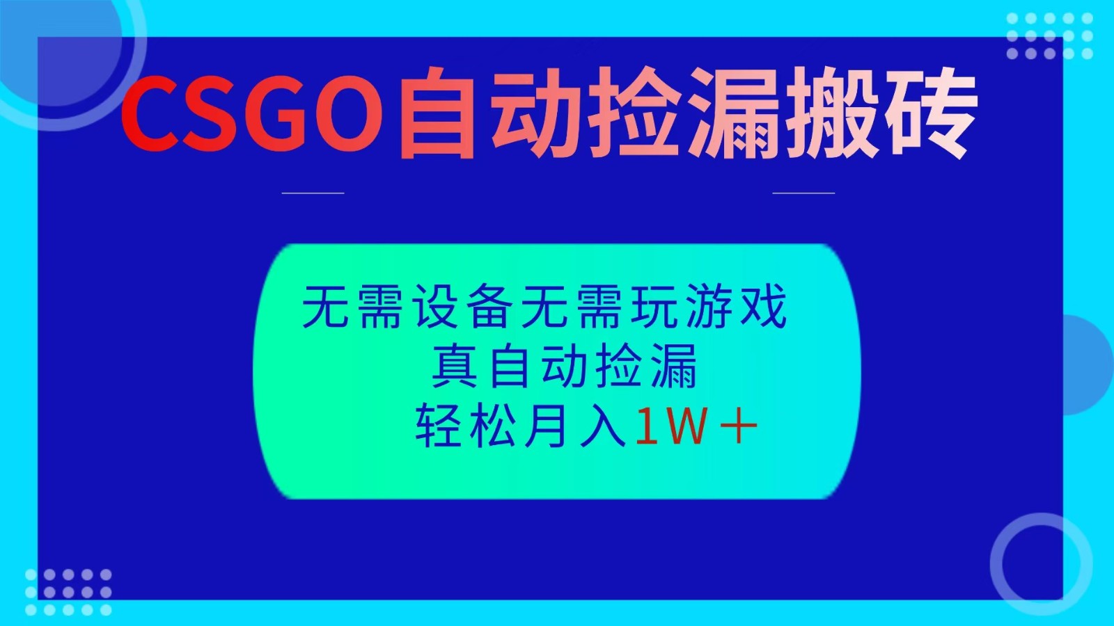 CSGO自动捡漏搬砖,当天操作当天见结果,无需了解游戏,包教包会包落地-独家科技资源网