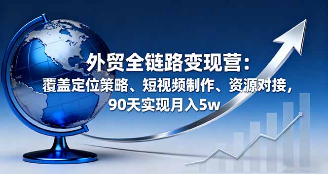 外贸全链路变现营：覆盖定位策略、短视频制作、资源对接，90天实现月入5w-独家科技资源网