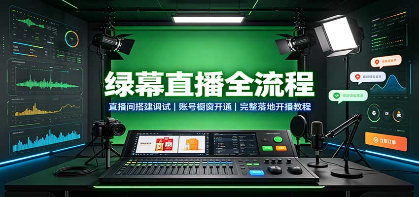 绿幕直播全流程：直播间搭建调试，账号橱窗开通，完整落地开播教程-独家科技资源网