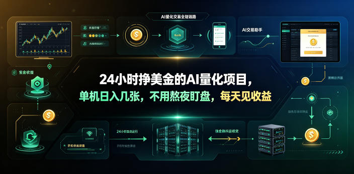 24小时挣美金的AI量化项目,单机日入几十美刀,不用熬夜盯盘,每天见收益【揭秘】-独家科技资源网