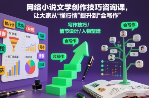 网络小说文学创作技巧咨询课,让大家从“懂行情”提升到”会写作”的高度-独家科技资源网
