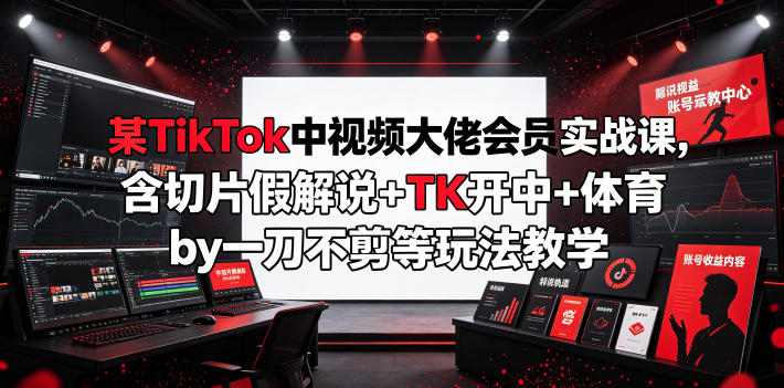 某TikTok中视频大佬会员实战课，含切片假解说+TK开中+体育by一刀不剪等玩法教学-独家科技资源网