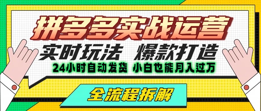 拼多多最新实战运营高投产：长久稳定项目，单店利润一天三位数-独家科技资源网