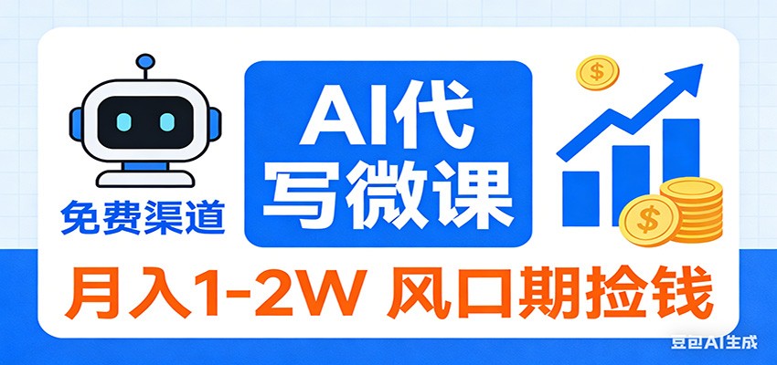 2026告别打工！AI 代写微课，提供免费渠道，月入 1-2W 风口期捡钱-独家科技资源网