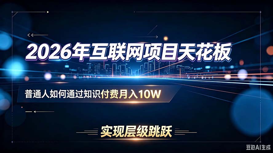 2026年互联网项目天花板：普通人如何通过知识付费月入10W，实现层级跳跃-独家科技资源网