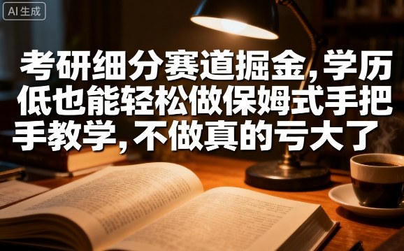 考研细分赛道掘金，日入1k+，学历低也能轻松做保姆式手把手教学，不做真的亏大了【揭秘】-独家科技资源网