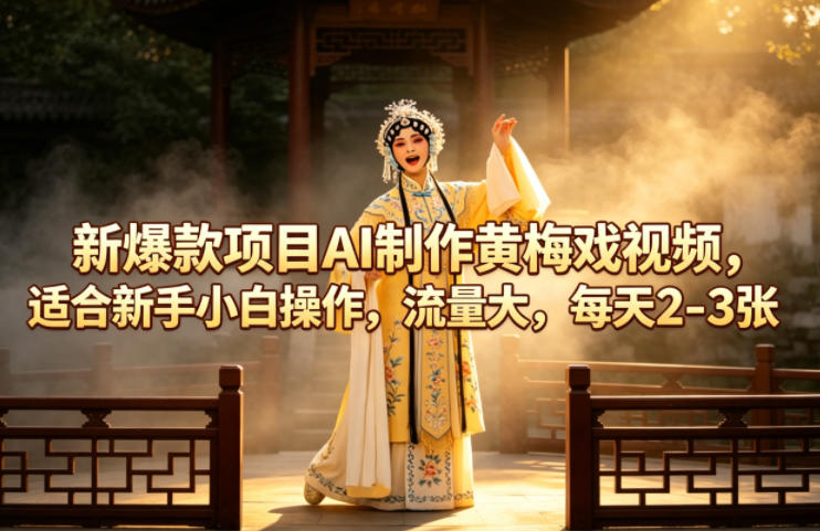新爆款项目AI制作黄梅戏视频，适合新手小白操作，流量大，每天2-3张-独家科技资源网