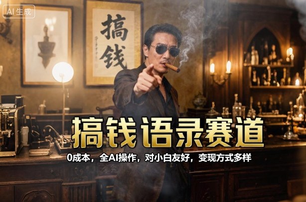 搞钱语录赛道，0成本，全AI操作，对小白友好，变现方式多样-独家科技资源网