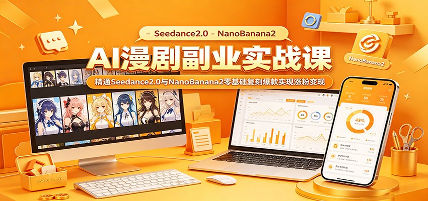 AI漫剧副业实战课:精通Seedance2.0与NanoBanana2零基础复刻爆款实现涨粉变现-独家科技资源网