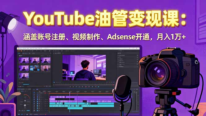 2025YouTube油管变现课：涵盖账号注册、视频制作、Adsense开通，月入1万+-独家科技资源网