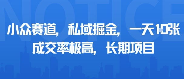 小众赛道，私域掘金，一天多张，成交率极高，长期项目-独家科技资源网