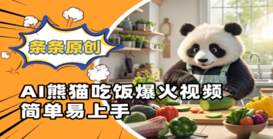 Ai熊猫吃饭爆火视频，条条原创，简单易上手-独家科技资源网