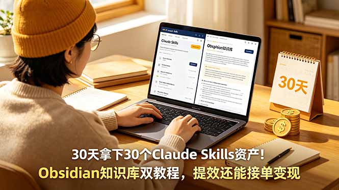 30天拿下30个Claude Skills资产！Obsidian知识库双教程，提效还能接单变现-独家科技资源网