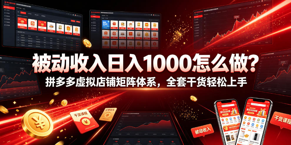被动收入日入1000怎么做？拼多多虚拟店铺矩阵体系，全套干货轻松上手【揭秘】-独家科技资源网