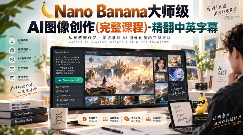 【无水印】Nano Banana大师级AI图像创作(完整课程)-精翻中英字幕-独家科技资源网