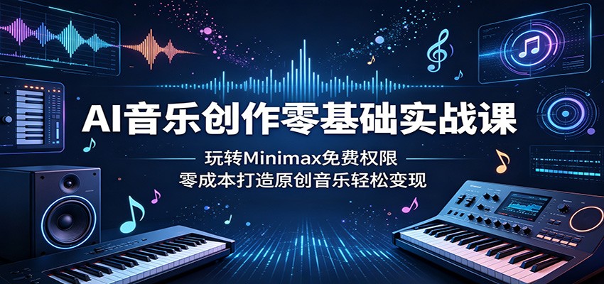 AI音乐创作零基础实战课：玩转Minimax免费权限，零成本打造原创音乐轻松变现-独家科技资源网