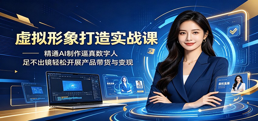虚拟形象打造实战课:精通AI制作逼真数字人,足不出镜轻松开展产品带货与变现-独家科技资源网
