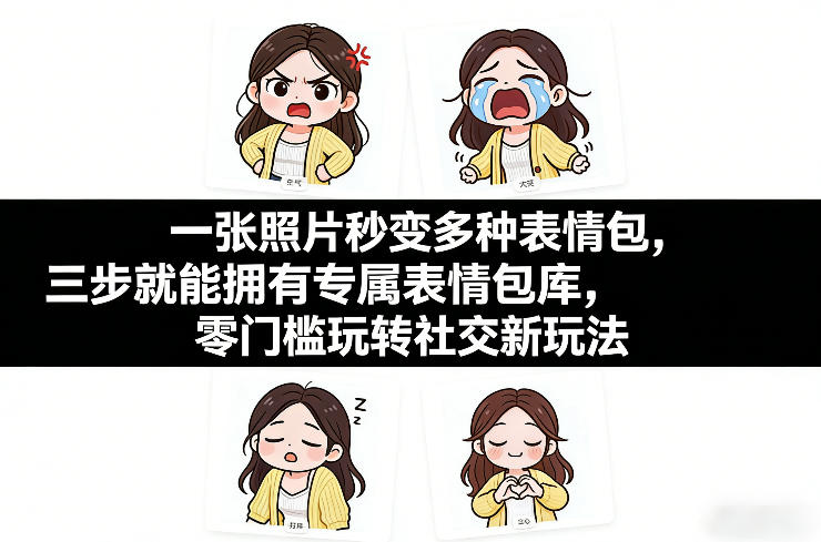一张照片秒变多种表情包，三步就能拥有专属表情包库，零门槛玩转社交新玩法【文档】-独家科技资源网