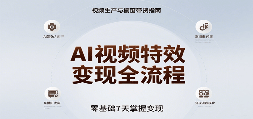 AI视频特效变现全流程，零基础7天掌握视频生产到橱窗带货变现-独家科技资源网